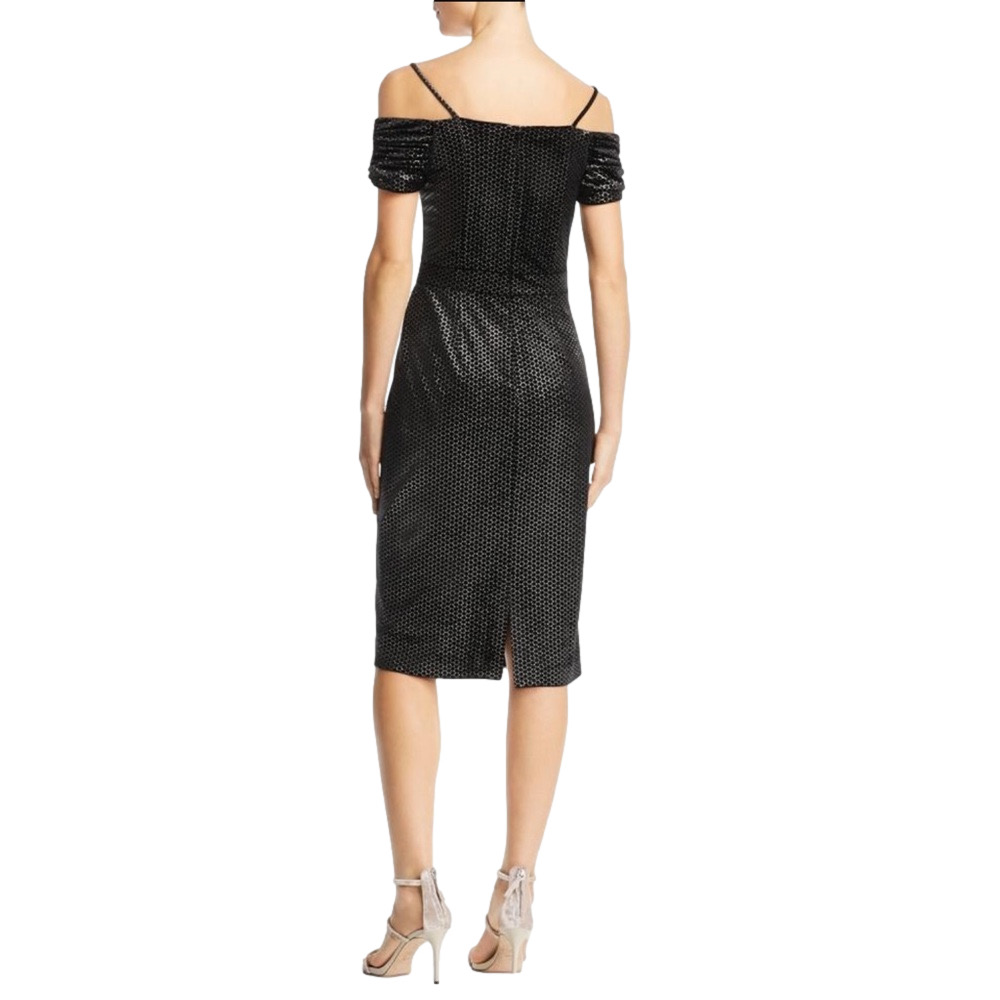 Laundry By Shelli Segal Black Velvet Off the Shoulder Sheath Dress Size 0 - Picture 6 of 10